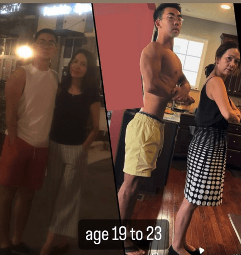 Before and after transformation - age 19 to 23